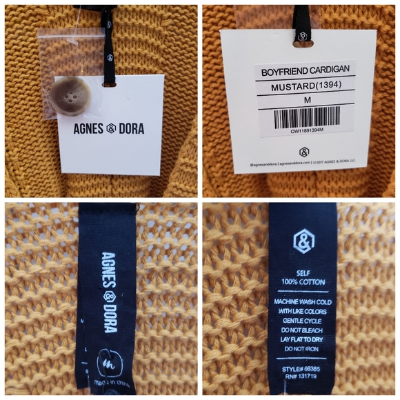 Agnes & Dora Mustard Boyfriend Cable Knit Cardigan - Picture 8 of 8